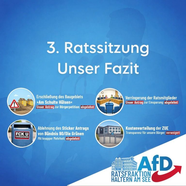 3. Ratssitzung Haltern am See: Stellungnahme der AfD